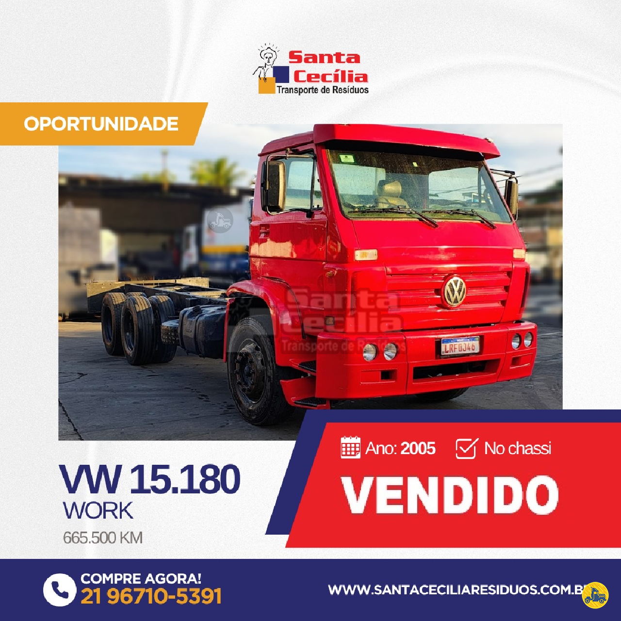 CAMINHAO VOLKSWAGEN VW 15180 Chassis 3/4 6x2 Santa Cecilia Transportes RIO DE JANEIRO RIO DE JANEIRO RJ